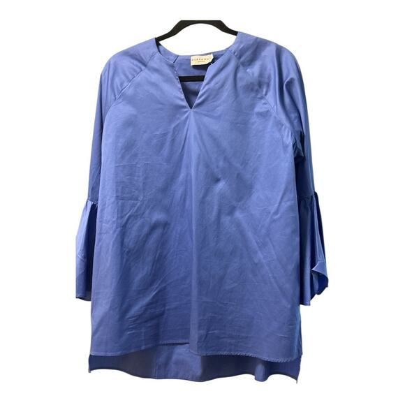NWT Harshnan Zenaida Blue Ruffled Blouse with 3/4 Sleeves, L - Picture 4 of 6
